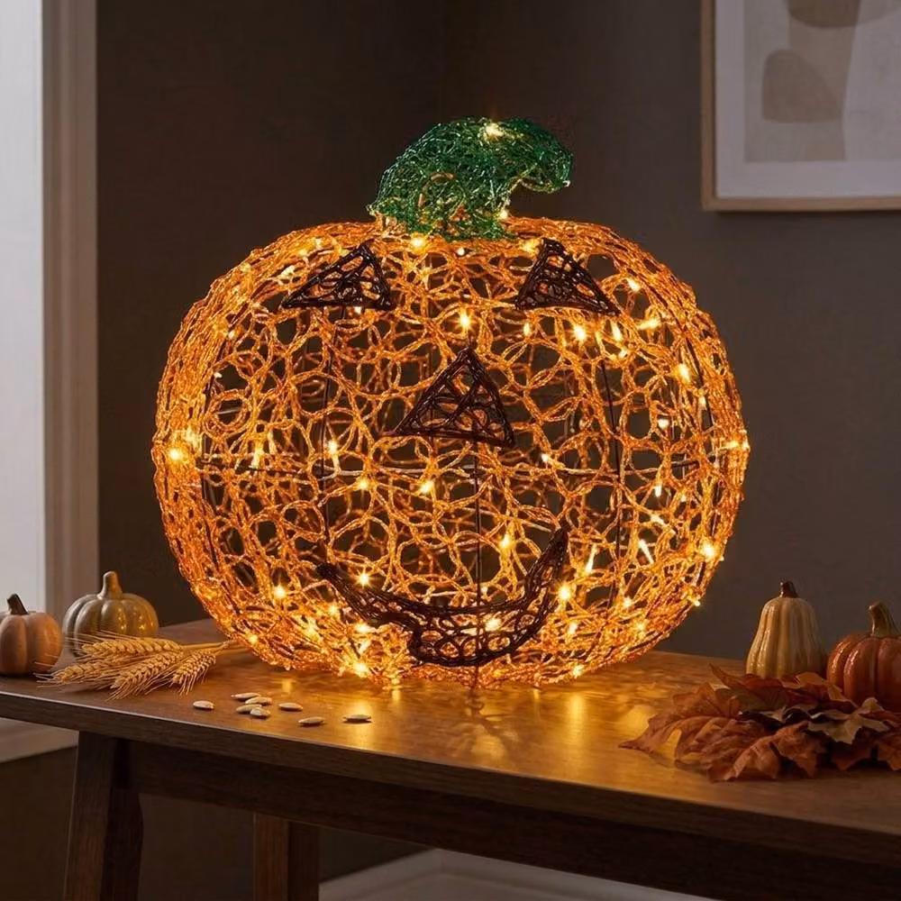 Garden Greatness 3D Soft Acrylic LED Pumpkin Decor, Orange and Multicolour, W/D/H: 51.0 x 50.5 x 39.0 cm – 2