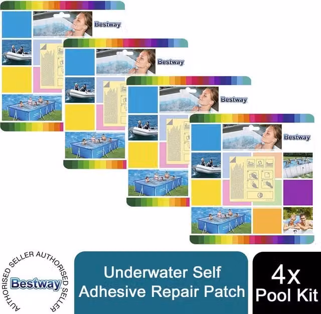 Bestway Heavy Duty Self-Adhesive Underwater Repair Patch for Inflatables, White, 23 cm