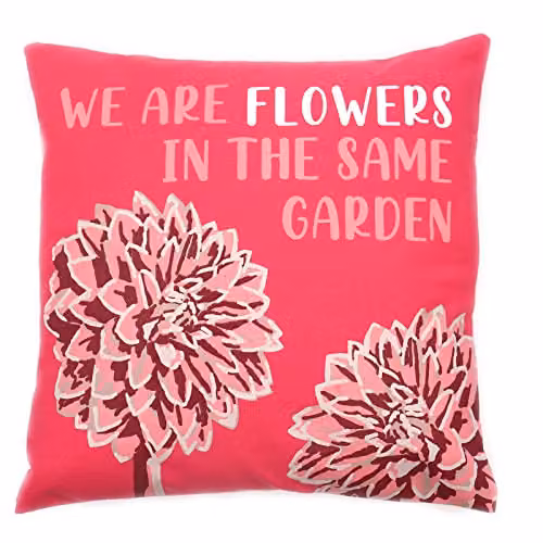 KDMD Set of 3 Printed Cotton Floral Cushion Covers in Olive and Pink, W/D/H: 45 x 45 x 45 cm – 2