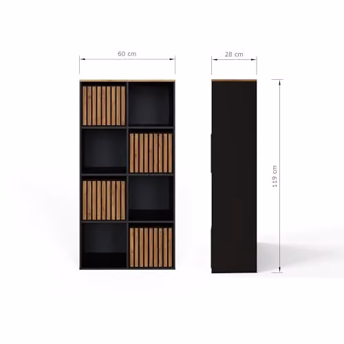 GFW Kube Industrial Cube Storage Unit in Black and Walnut Effect, W/D/H: 119.0 x 28.0 x 60.0 cm – 2