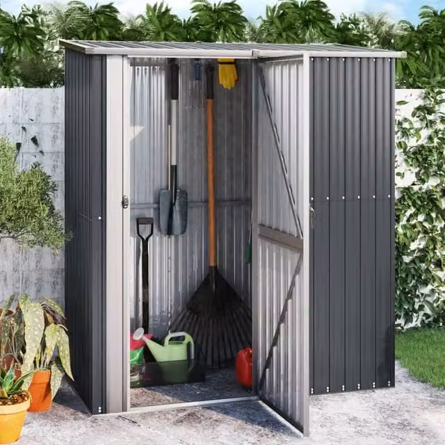 Berkfield Home Anthracite Garden Shed in Galvanised Steel, W/D/H: 180.5 x 97 x 209.5 cm – 1