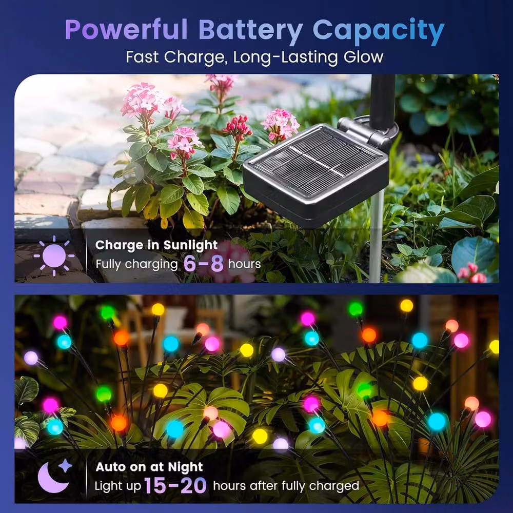 Garwarm 60 LED Firefly RGB Multicolour Waterproof Outdoor Garden Lights for Pathways – 2