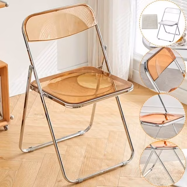 FORGEVIO Brown Acrylic Modern Stool for Home, Office or Dining Rooms
