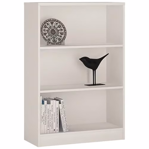 Furniture To Go 4 You Medium Wide Bookcase in Pearl White with Adjustable Shelves