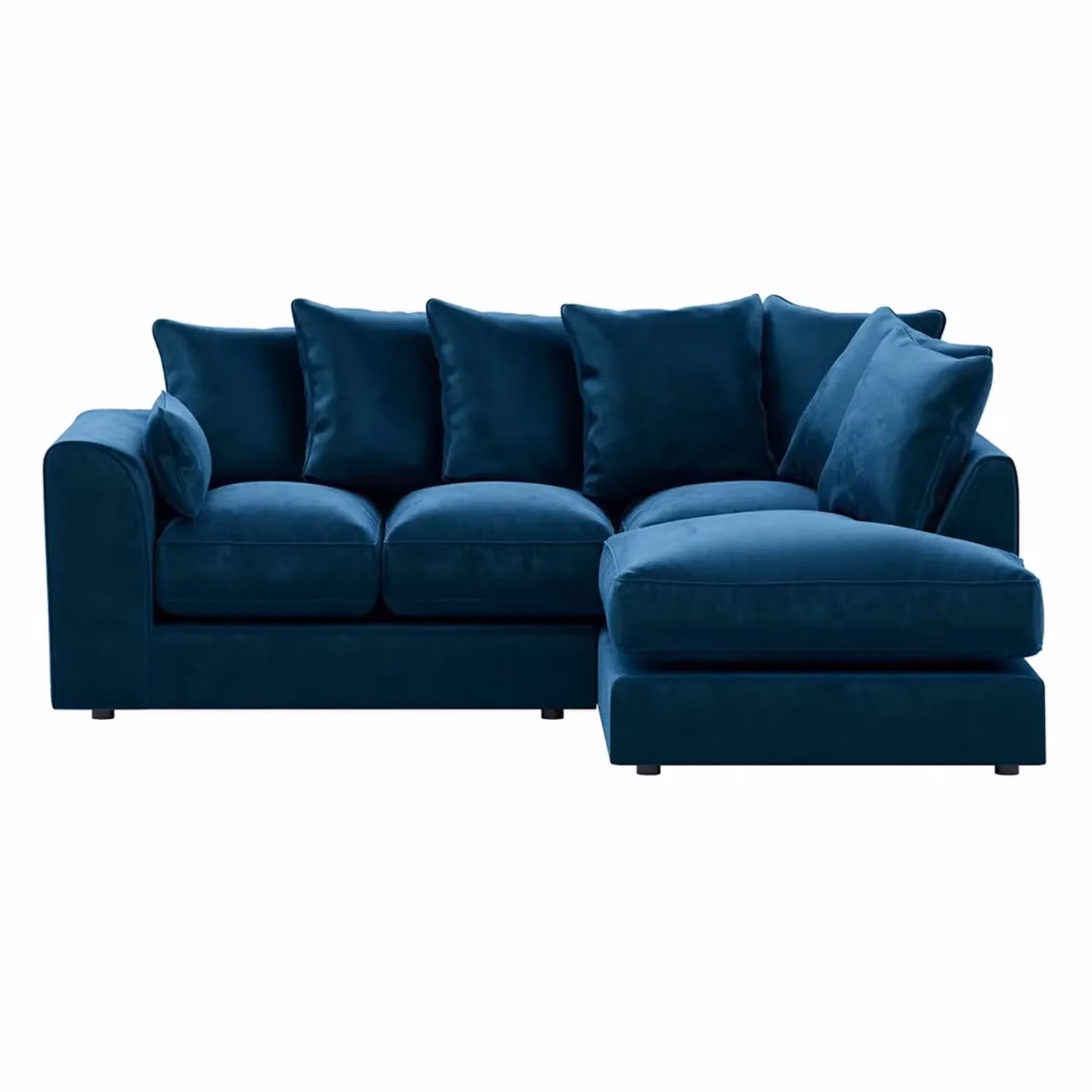 Furnishings For Less UK Brooklyn 3 to 4 Seater L Shaped Corner Sofa in Blue Plush Velvet, Right Hand Facing – 2