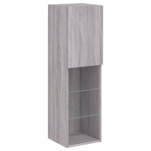 vidaXL Modern TV Cabinet with LED Lights in Grey Sonoma, W/D/H: 30.5 x 30.5 x 102 cm – 1