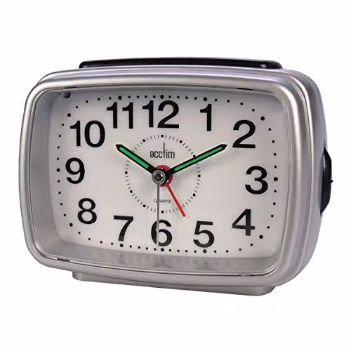 Acctim Titan 2 Silver and White Alarm Clock W/D/H: 11.8 x 8.8 x 6.9 cm