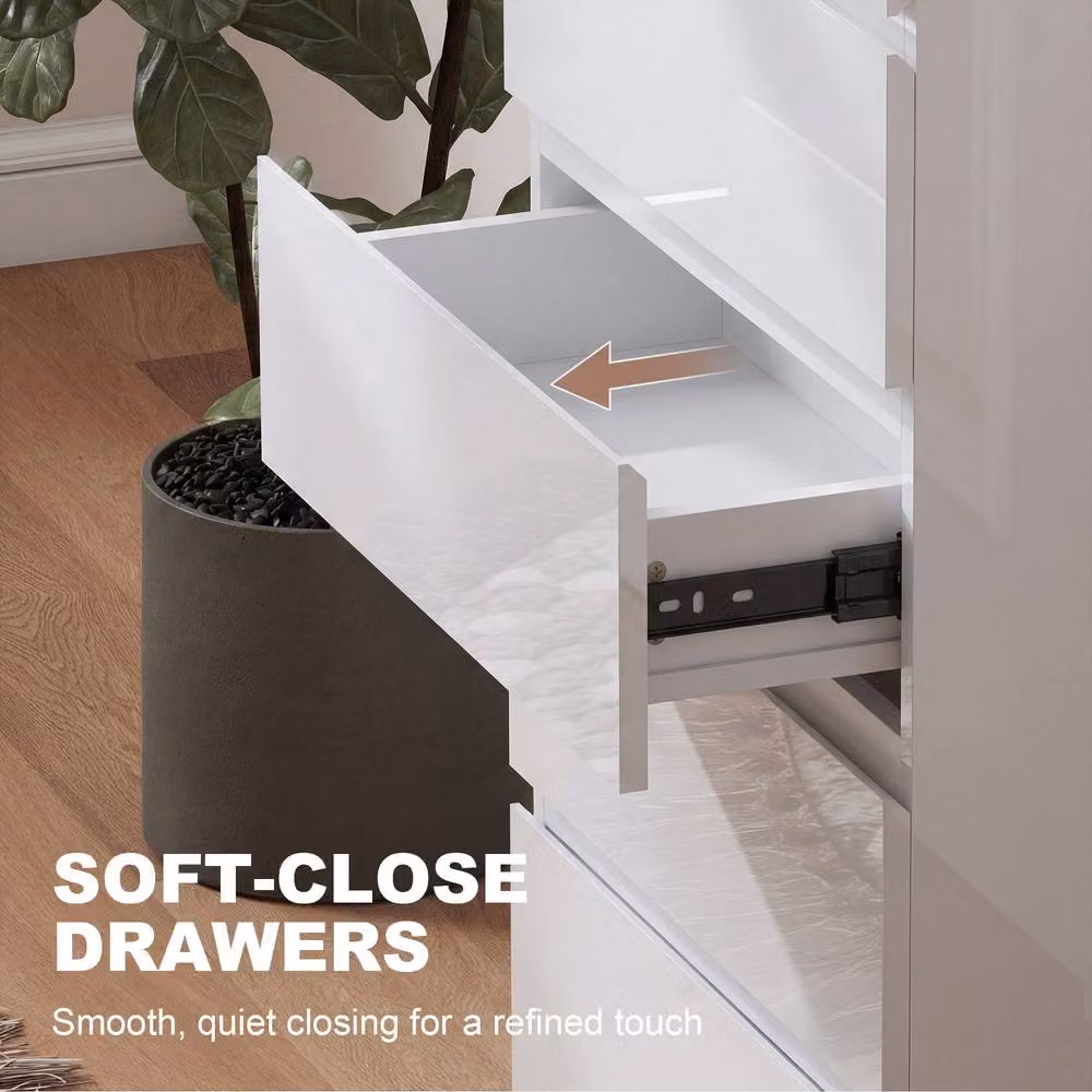 STILVORA White Glossy 5-Drawer Chest of Drawers with Soft-Close Drawers – 2
