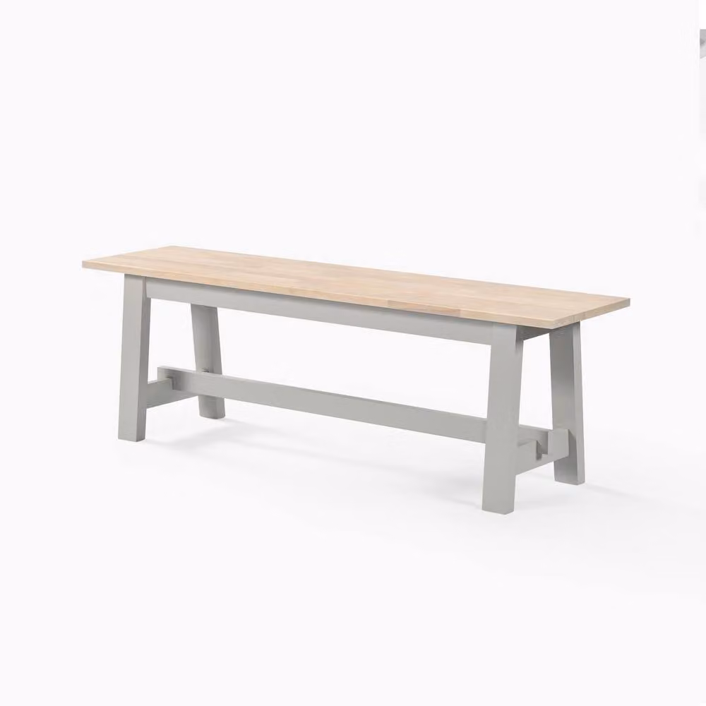 FurnitureboxUK Blakeney Rustic Oak and Rubberwood Dining Bench in Grey and Cream, W: 140.0 cm, H: 45.0 cm – 2