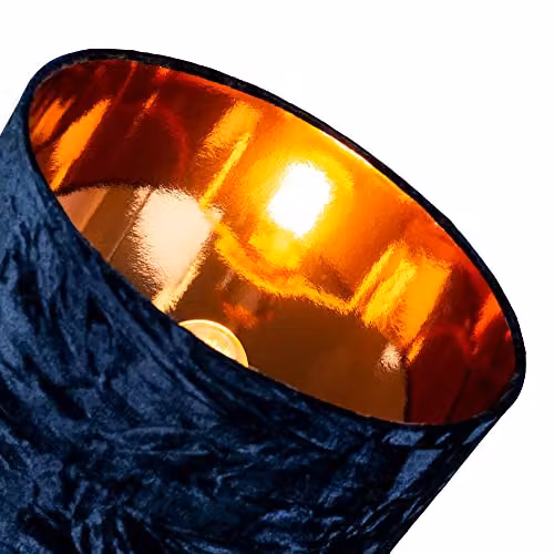 Happy Homewares Midnight Blue Crushed Velvet Circular Drum Lampshade with Copper Inner – 3