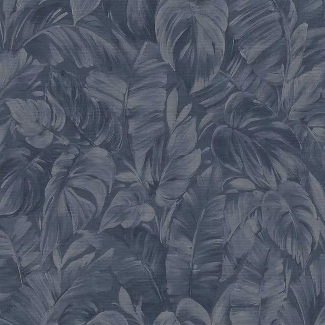 Erismann Play Of Light Palm Leaf Blue Vinyl Textured Botanical Floral Wallpaper