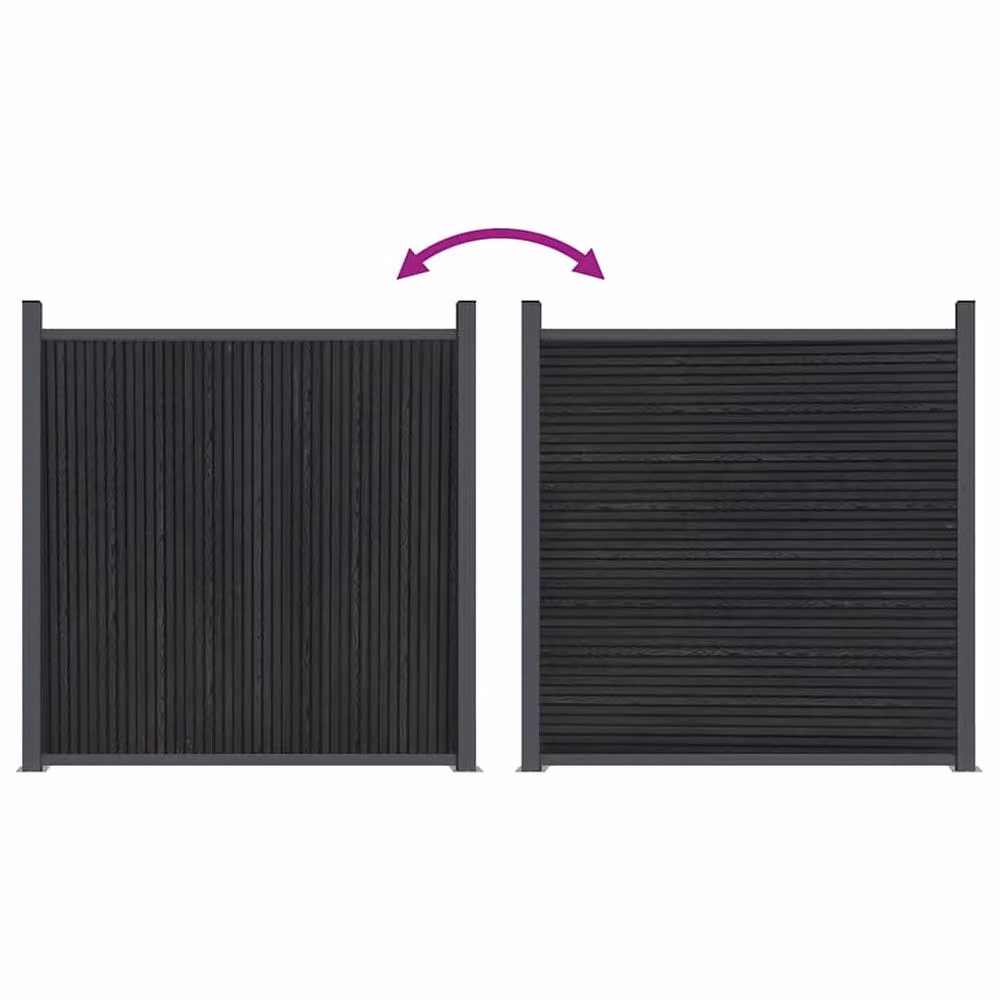 Berkfield Home Grey WPC and Aluminium Opaque Rectangular Fence Panel, W: 353 cm, H: 186 cm – 3
