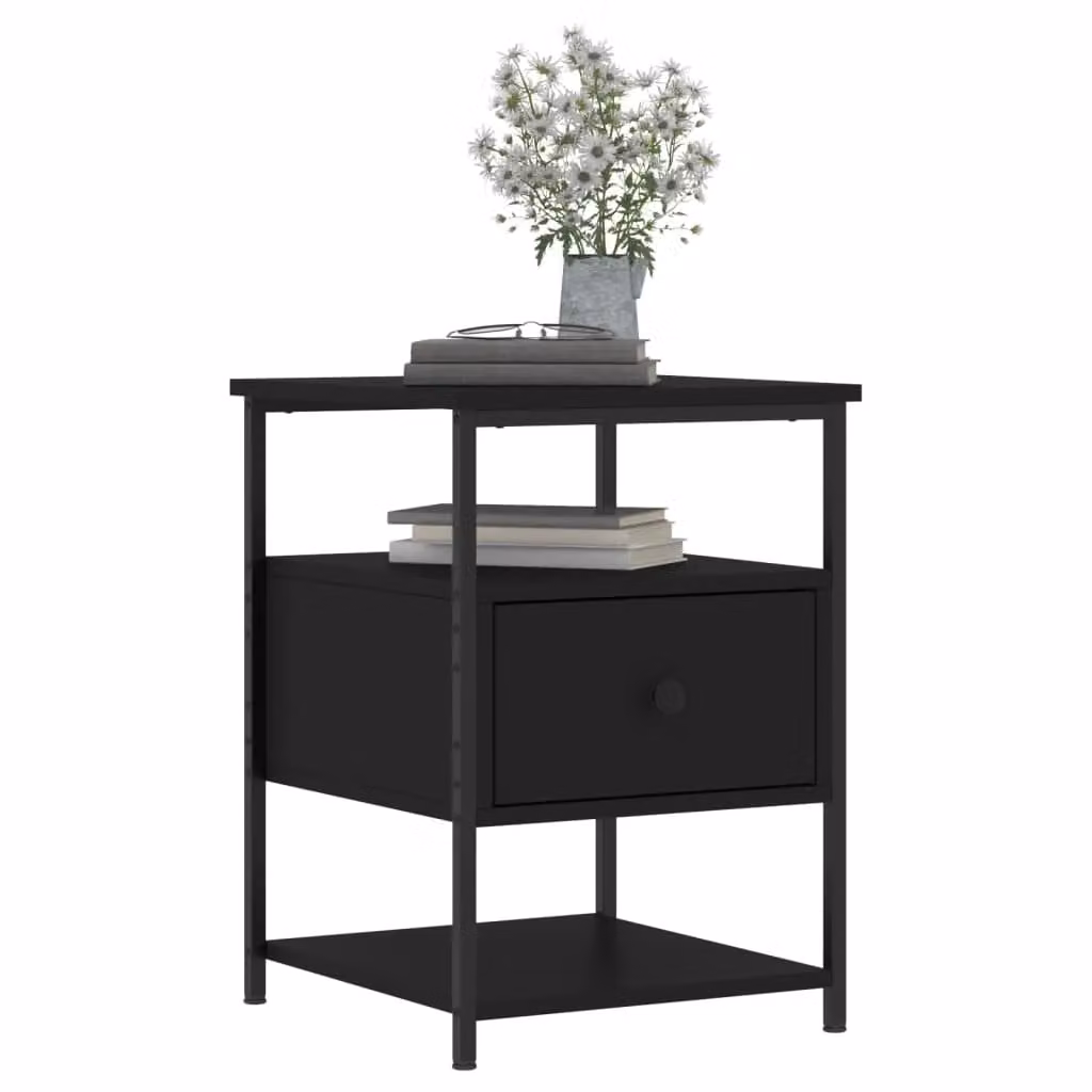 Berkfield Home Set of 2 Black Modern Bedside Cabinets, W/D/H: 40 x 42 x 56 cm – 4