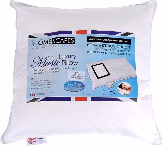 Homescapes Washable Music Continental Square Pillow in White, W/D/H: 65 x 65 x 25 cm