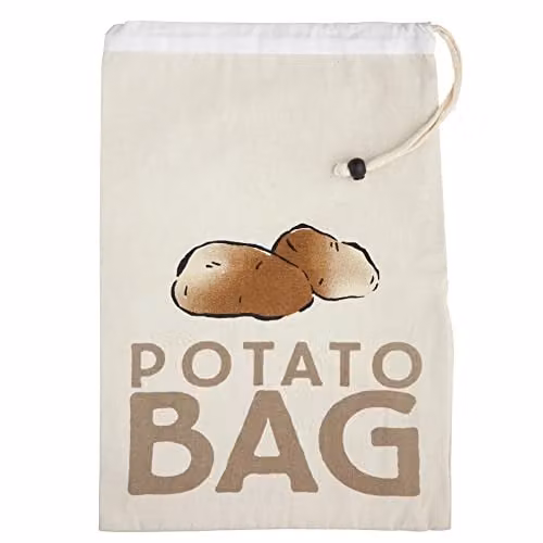 KitchenCraft Stay Fresh Potato Bag in Beige and White Fabric, W/H: 26 x 38 cm