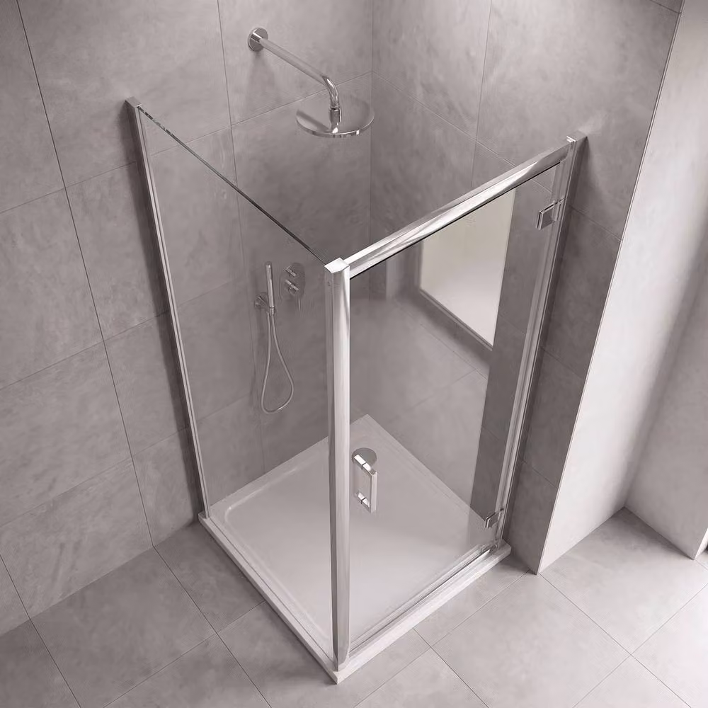 Balterley Hinged Rectangular Shower Door with 6mm Clear Glass in Chrome and Silver, W: 70 cm, H: 190 cm – 2