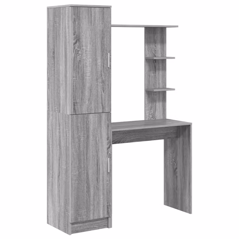 Berkfield Modern Writing Desk with Storage in Grey Sonoma Engineered Wood