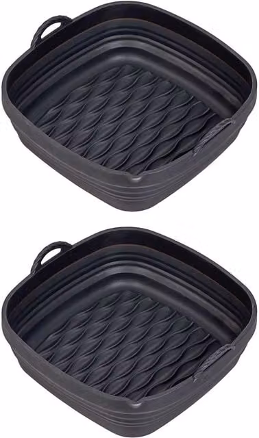 Tala Set of 2 Black Square Silicone Non-Stick Air Fryer Liners, 21 cm
