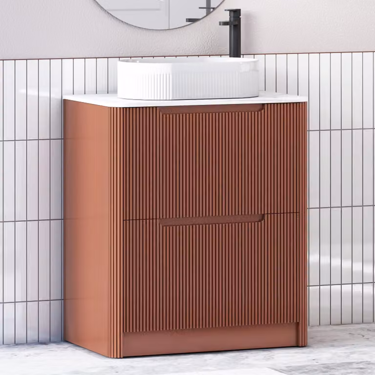 Royal Bathrooms Avenza 800mm Terracotta Clay Floor Standing 2 Drawer Vanity Unit with Lyon Basin