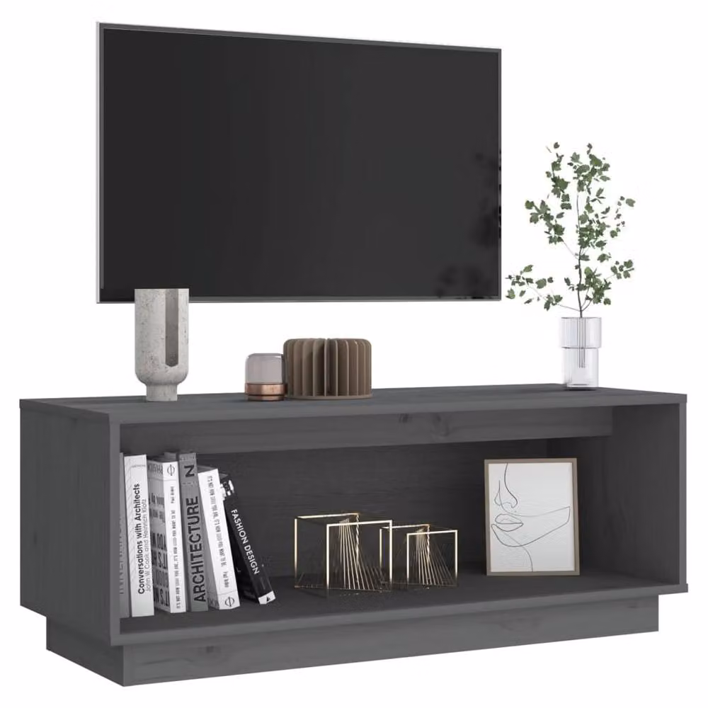 Berkfield Home Grey Rustic Solid Wood Pine TV Cabinet W/D/H: 90 x 35 x 35 cm – 4
