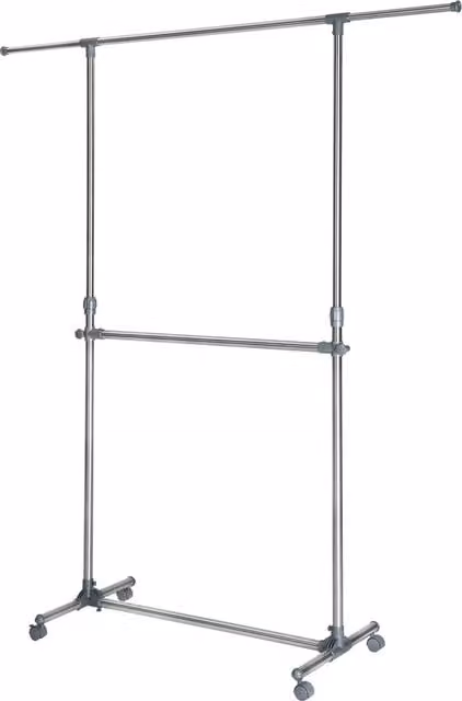 tectake Minimalist Metal Clothes Rail in Grey and Silver, W/D/H: 165 x 48 x 200 cm