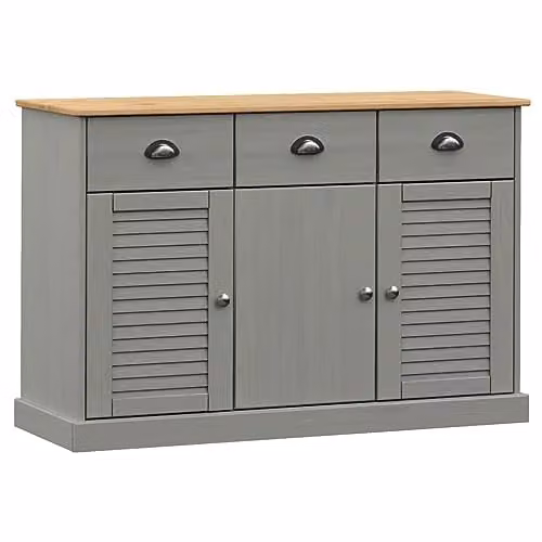 vidaXL VIGO Sideboard with Drawers in Grey Solid Pine Wood, W/D/H: 113 x 40 x 75 cm