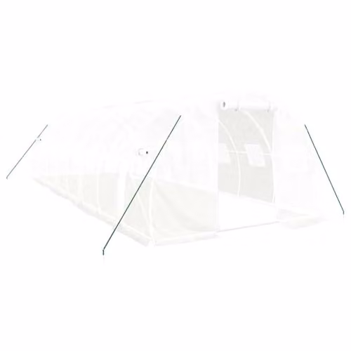 vidaXL Greenhouse with Steel Frame in White, 24 m², W: 8 m, D: 3 m, H: 2 m – 1