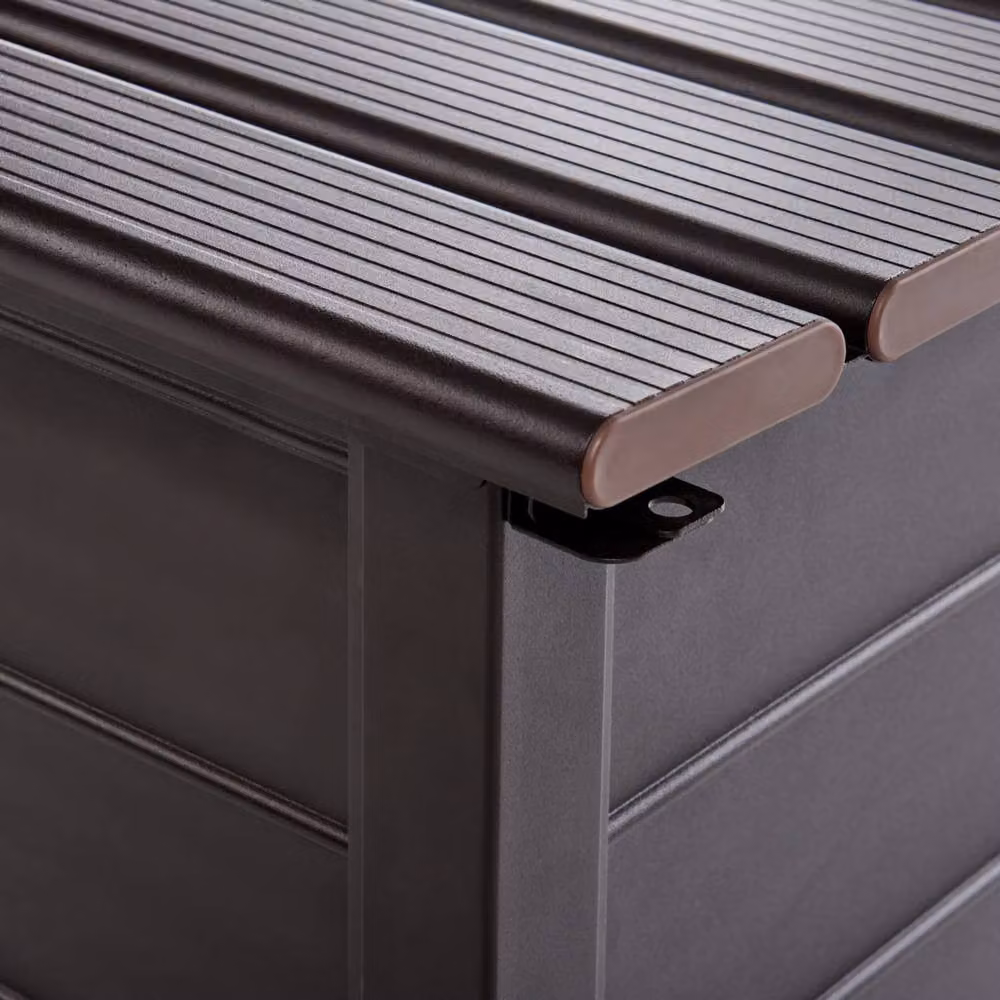 Wyld and Coco Aluminium Garden Storage Box in Dark Brown, Weatherproof Outdoor Metal Storage – 7