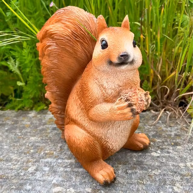 Farmwood Realistic Red Squirrel Garden Ornament with Acorn