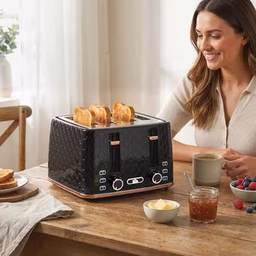 HOMCOM 4 Slice Toaster with 7 Browning Levels and Auto Shut-off, Black – 6
