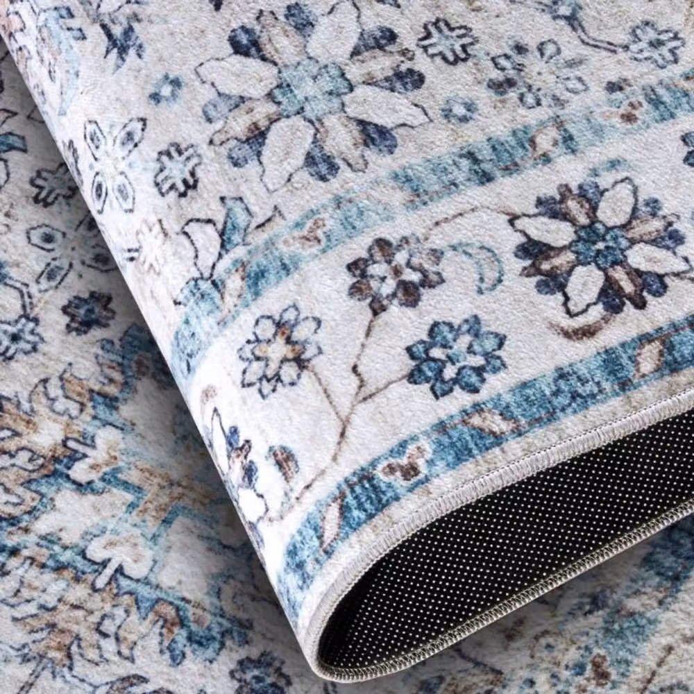 THE RUGS Saveh Oriental Style Shortpile Polyester Rug in Blue, W: 80 cm x L: 150 cm – 2