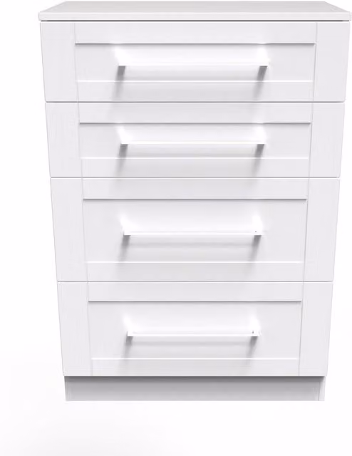 2 U Ripon Ready Assembled 4 Drawer Deep Chest in White