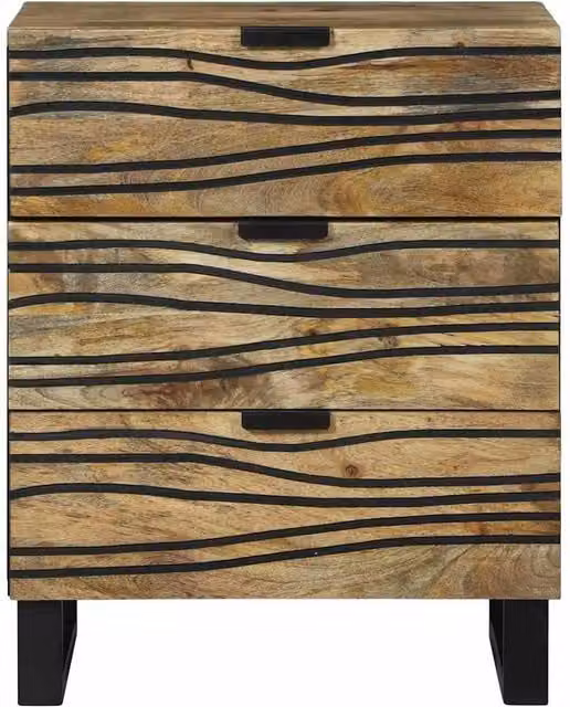 Berkfield Home Modern Bedside Cabinet in Brown Solid Mango Wood, W/D/H: 50 x 33 x 60 cm