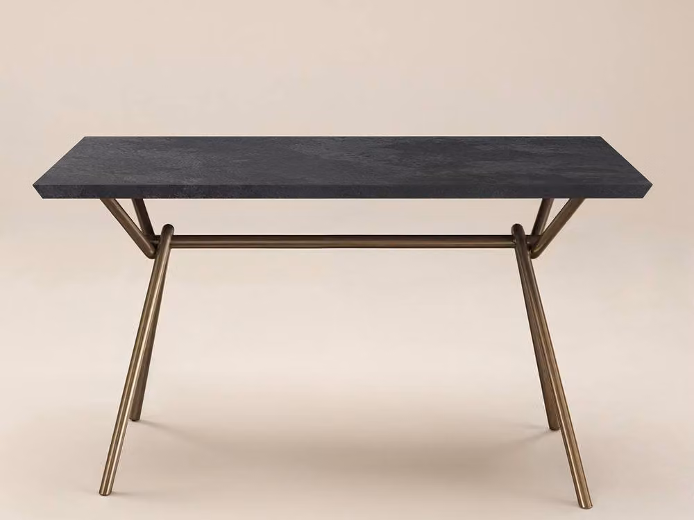 Solace+Co Lexi Rectangular Dining Table in Black and Gold with X-Frame Metal Legs, W/D/H: 140 x 75 x 80 cm – 3