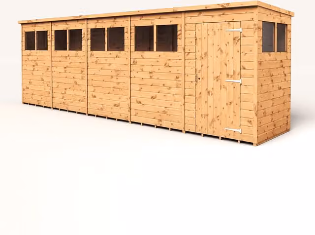 Empire Sheds Brown Modular Pent Garden Shed with Single Door and Windows