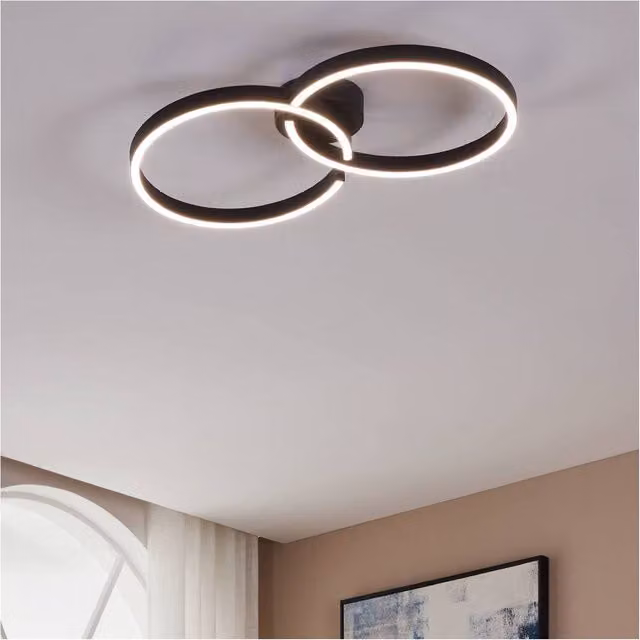 Loops Modern Black LED Ring Ceiling Light