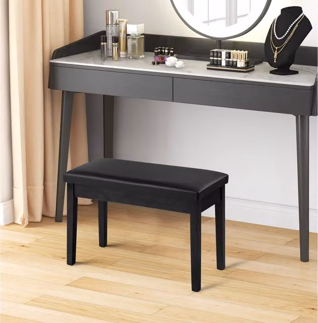COSTWAY Black PU Leather Piano Bench
