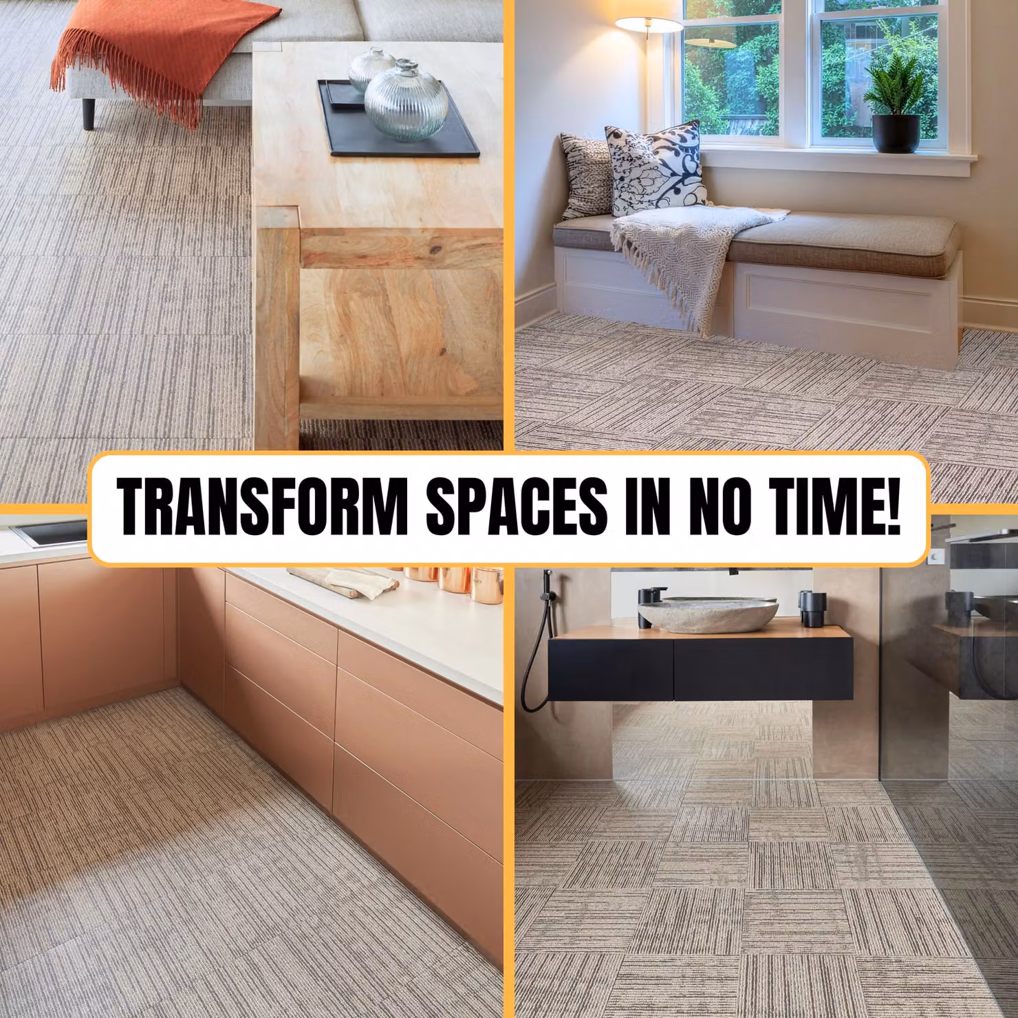 Novecrafto Self-Adhesive Vinyl Floor Tiles, Carpet Effect, Beige, 30 Pack, W/D/H: 30 x 30 x 0.3 cm – 5