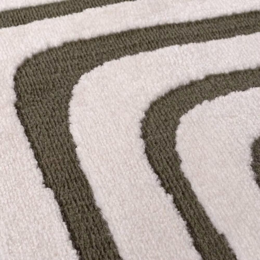 THE RUGS Loft Curved Line Living Room Area Rug in Olive Green, W/D: 120 x 170 cm – 4