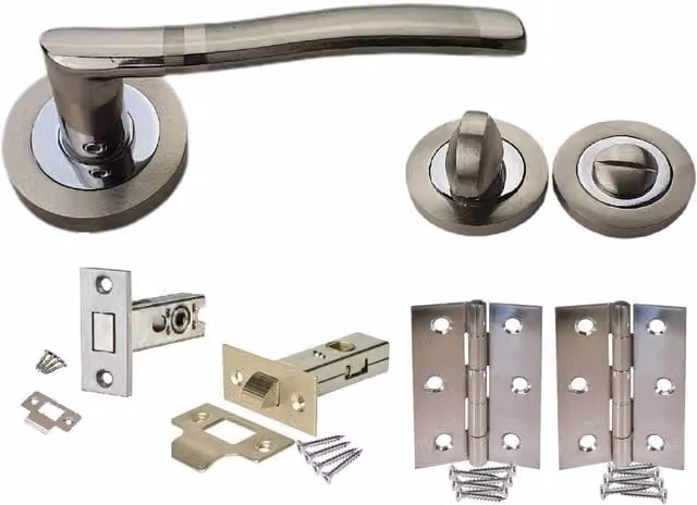 Golden Grace Bathroom Door Handle Pack Duo in Chrome
