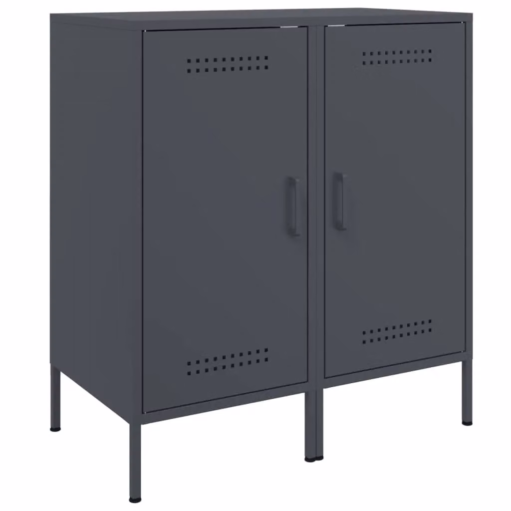 Berkfield Home Set of 2 Anthracite Steel Sideboards, W/D/H: 36 x 39 x 79 cm – 2