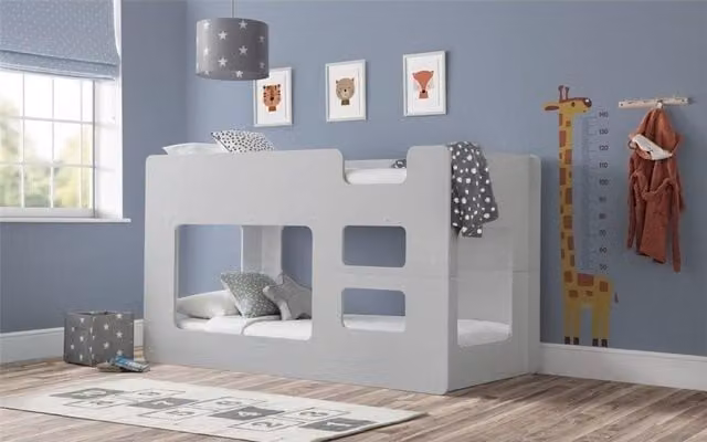 Ashfield Dove Grey Solid Wood Pod Bunk Bed with House Frame, Single Size, W/D/H: 90 x 190 x 159 cm