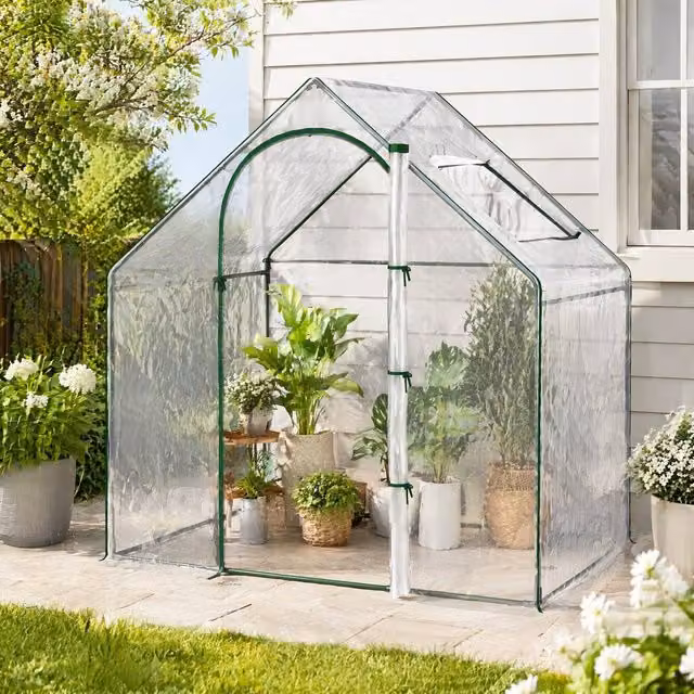 STILVORA Walk-in Greenhouse with Zipped Door and Windows in Transparent, W/D/H: 100 x 180 x 180 cm