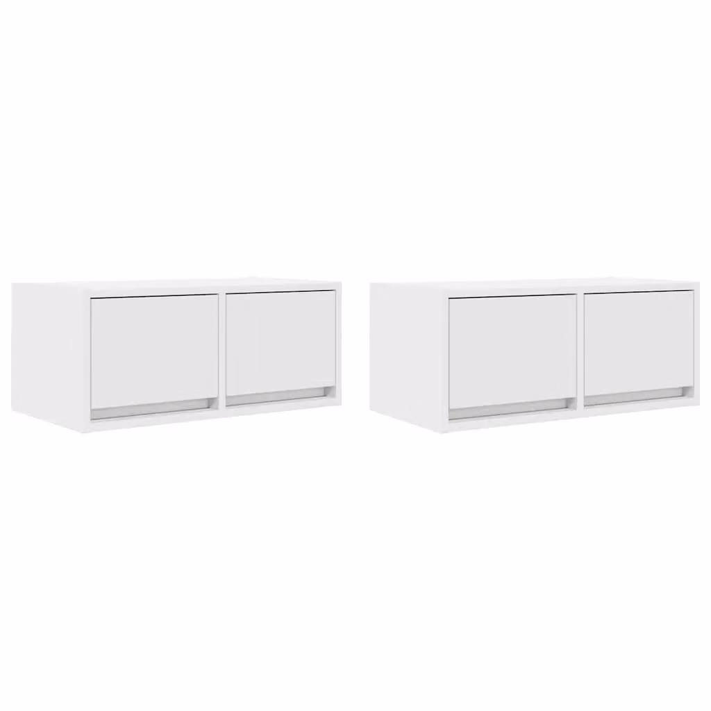 Berkfield Home Set of 2 White Wall Mounted TV Cabinets, W/D/H: 60 x 31 x 25.5 cm – 2