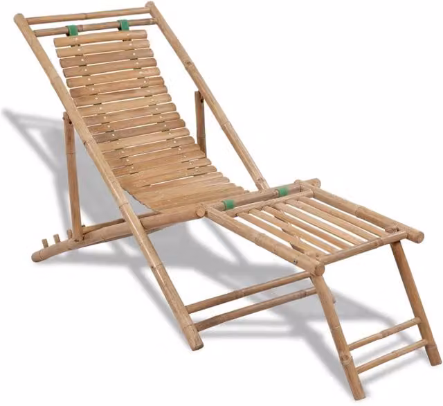 Berkfield Home Brown Bamboo Outdoor Deck Chair with Footrest