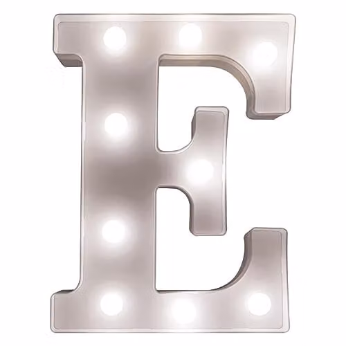 mysmartbuy White Battery Powered 3D LED Letter E Light, H 22 x W 14 x D 3 cm
