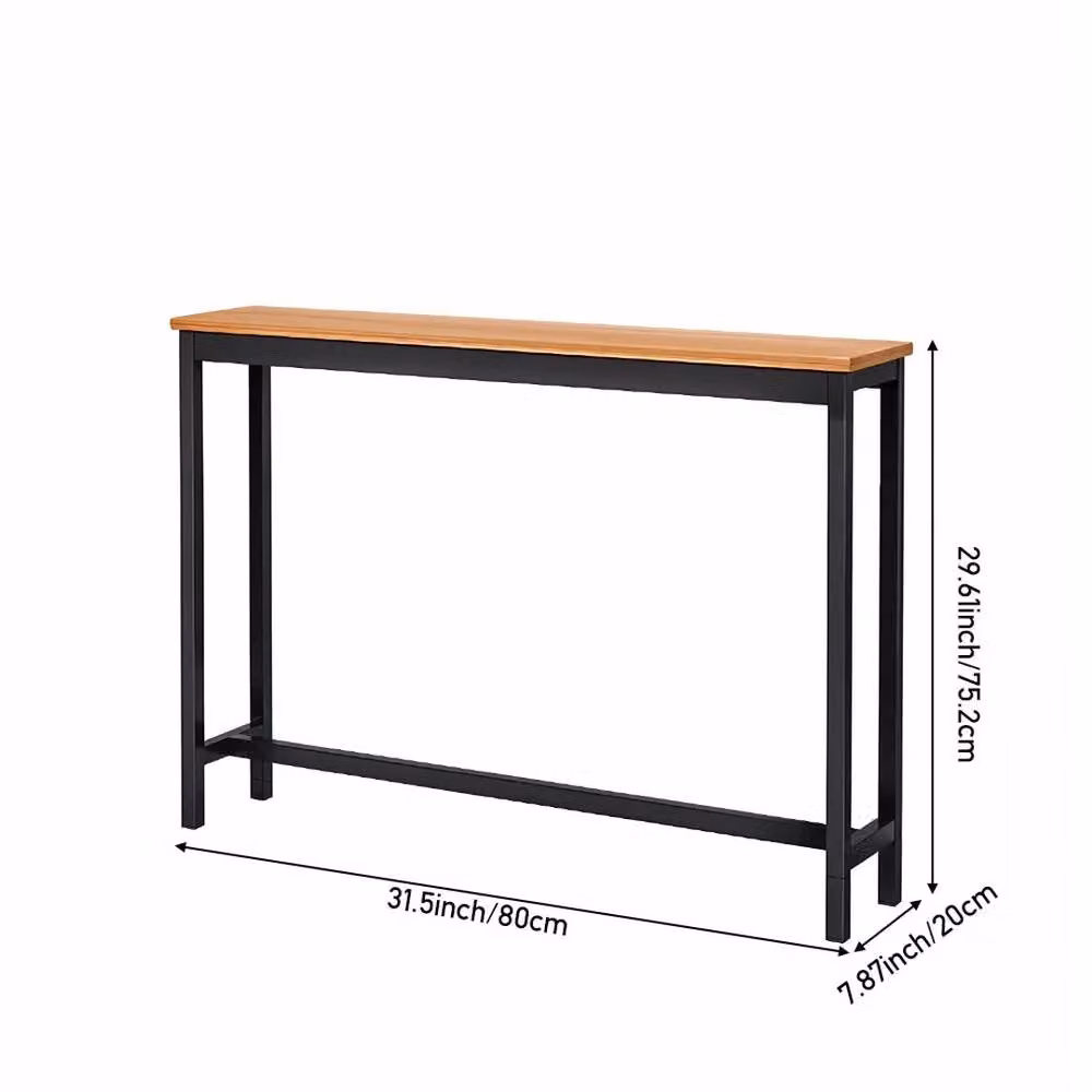 KORVIXA Single Tier Wood Rectangular Side Table in Black and Brown – 2