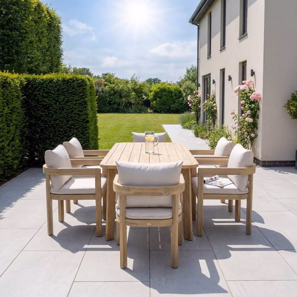 Artemis Home Sundrift 6 Seater Garden Dining Set in Beige Acacia Wood – 3