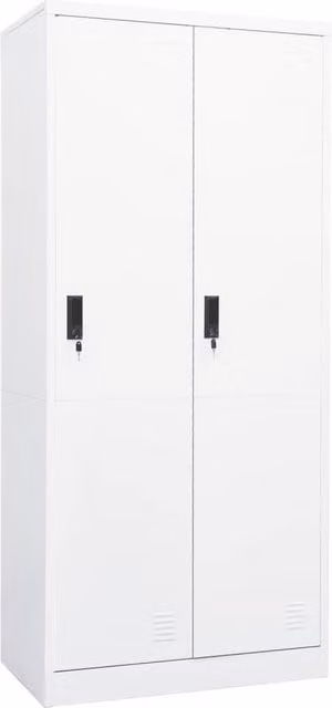 Berkfield Home White Metal Wardrobe with Internal Shelves and Lock W/D/H: 80 x 50 x 180 cm