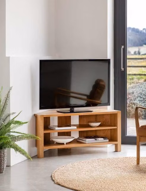 Gallery Direct Sonoma Corner TV Unit in Brown Oak Wood and MDF